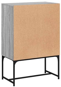 szürke sonoma színű kisszekrény üvegajtókkal 69x37x100 cm