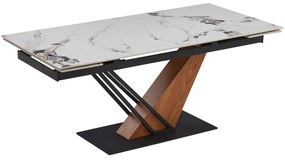 Fehér Márvány/Tölgy Színű Bővíthető Étkezőasztal. REX 2 180-240 cm