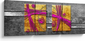 Fekete alapon színes négyzetek képe (órával) (90x30 cm)
