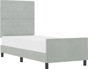 vidaXL Boxrugós ágy fejtámlával Világosszürke 80 x 200 cm Bársony