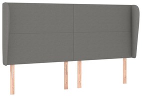 sötétszürke szövet fejtámla szárnyakkal 183x23x118/128 cm