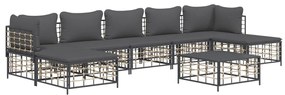 8 részes antracitszürke polyrattan kerti ülőgarnitúra párnákkal