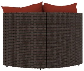 2 db barna polyrattan kerti sarokkanapé párnákkal