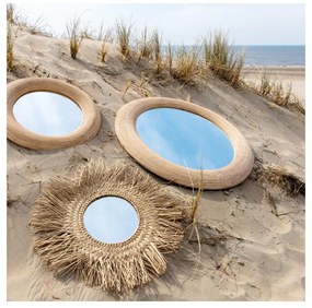 Fali tükör rattan kerettel ø 109,5 cm Piedre – Light &amp; Living