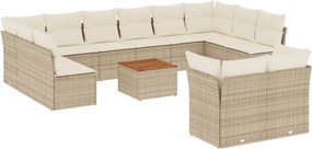 vidaXL 13 részes bézs polyrattan kerti ülőgarnitúra párnákkal