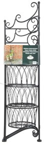 Összecsukható kovácsoltvas virágtartó állvány, 3 fém kosárral, 49 x 98 cm