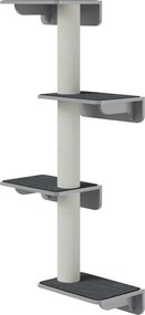 PawHut Fali Macska Fája - Macska Mászófal, Kaparóoszlop, Macska Bútor - Fali Telepítés, Fa, Világosszürke+Beige, 66 x 28 x 137 cm | Aosom