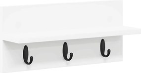 vidaXL Fali Kabáthorog tárolóval Fehér 40 x 10,5 x 18 cm Faanyag