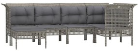 6 részes szürke polyrattan kerti ülőgarnitúra párnákkal