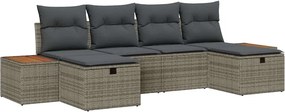 vidaXL Kerti Kanapé Szett párnával tárolóval 6 pcs Szürke polirattan