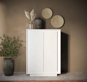 SKY 2.0 magas komód, 2 ajtóval, fehér matt lakkozott vázzal és előlapokkal