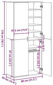 fekete tölgy 80x39x178 cm mérnökelt fa