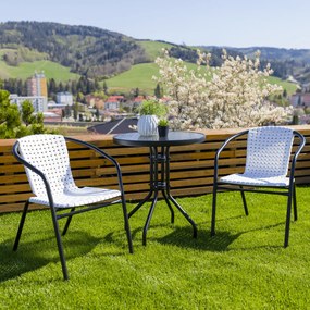 Étkezőasztal, fekete acél/edzett üveg, BORGEN TYP 1