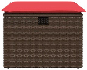 vidaXL barna polyrattan kerti ülőke párnával 55 x 55 x 37 cm