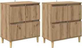 vidaXL Oldalszekrények 2 pcs Artisan tölgy 60 x 35 x 70 cm Faanyag