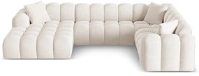 Krémszínű zsenília sarokkanapé (jobb oldali-U alakú) Treno – Cosmopolitan Design