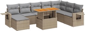 vidaXL 9 részes bézs polyrattan kerti ülőgarnitúra párnákkal
