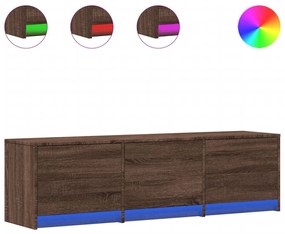 barna tölgy színű szerelt fa LED-es TV-szekrény 140x34x40 cm