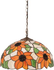 Brilagi - Tiffany vitrázs láncos csillár SUNFLOWER 1x E27/60W/230V Ø 40 cm