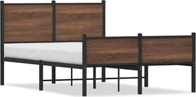 vidaXL barna tölgy színű fém ágykeret matrac nélkül 120 x 190 cm