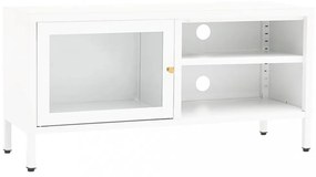 fehér acél és üveg TV-szekrény 90 x 30 x 44 cm