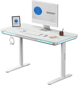NOMO állítható magasságú elektromos íróasztal, 120x60cm, USB, RBG, fehér