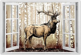 Poszterek 120x80 Szarvas a nyírfaerdőben