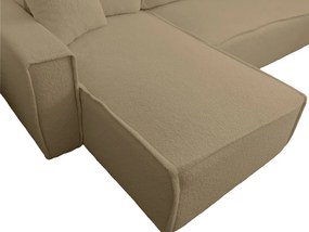 SMART BOUCLE L alakú kihúzható, megfordítható sarokkanapé 232x143 cm, sötétbézs