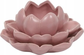 Gyertyatartó Lótuszvirág Rózsaszín Porcelán 12,5 x 13 x 6,5 CM Teamécsestartó
