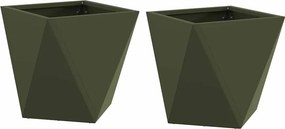 vidaXL Növénytartó 2 pcs Olajzöld 30 x 30 x 30 cm Acél