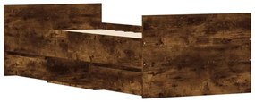 füstös tölgy színű ágykeret fej- és lábtámlával 75 x 190 cm