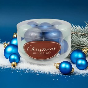 Kék üveg karácsonyi gömb szett 16*3cm