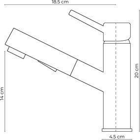 Gamma Axo, szabadon álló mosogató csaptelep kihúzható kifolyóval, króm, GMA-BCO-CH