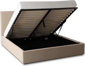 Ágy 140x200 cm méretben, ágyneműtartóval, bézs színben, kordbársony kárpittal MARSYLIA