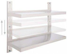kétszintes rozsdamentes acél falra szerelhető polc 100 x 30 cm