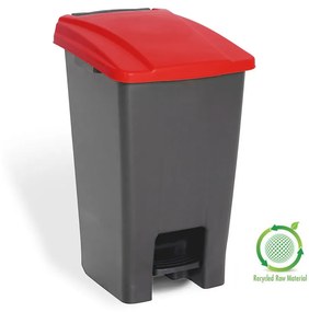 Planet Szelektív hulladékgyűjtő konténer, műanyag, pedálos, antracit/piros, 70L