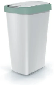 Szemeteskosár színes tetővel, 45 l, zöld / szürke