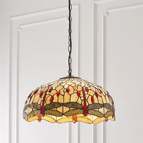 Endon klasszikus tiffany függeszték dragonfly beige sötétbarna sokszínű end64079
