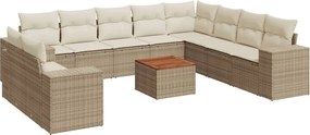 vidaXL 11 részes bézs polyrattan kerti ülőgarnitúra párnákkal