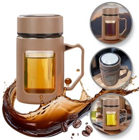 Üvegpalack fogantyúval BREW 500 ml, barna