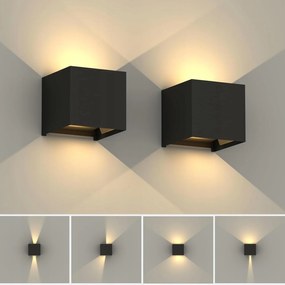 Kerti fali lámpa fekete Led 20 W felső-alsó IP65 3000K 2 db-os szett