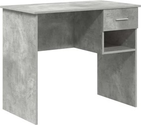 vidaXL Asztal fiókkal polcokkal Beton Szürke 90 x 49 x 75 cm Faanyag