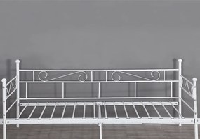 Fém kanapé - egyszemélyes ágy, fehér, 90x200 cm