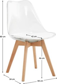 Szék, átlátszó, akril/ekobőr/bükk, BALI 2 NEW