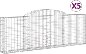 vidaXL 5 db íves horganyzott vas gabion kosár 300 x 30 x 100/120 cm