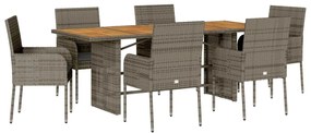 vidaXL 7 részes szürke polyrattan kerti étkezőgarnitúra párnával