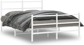 vidaXL fehér fém ágykeret fej- és lábtámlával 135 x 190 cm