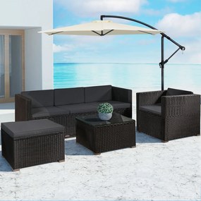Juskys Punta Cana L kerti rattan szett – fekete/antracit párnák