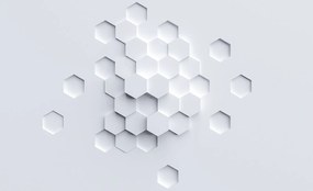 Fotótapéta Hexagon Fehér árnyékok 3D absztrakt minimalizmus 400x280 +ragasztó