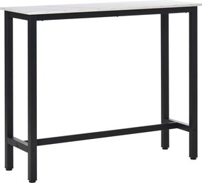 HOMCOM Bárasztal Magas Konyhai Étkezőasztal - 120L x 40W x 100H cm - Fekete Acél Keret, Fehér Márvány Hatású Felület | Aosom
